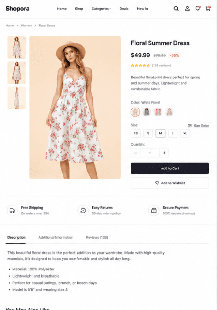 Shopora Fashion application screen 3